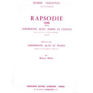 VELLONES PIERRE - RAPSODIE OP.92 - SAXOPHONE MIB ET PIANO