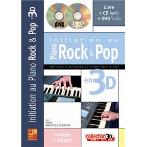 MINVIELLE SEBASTIA PIERRE - INITIATION PIANO ROCK POP EN 3D + CD + DVD